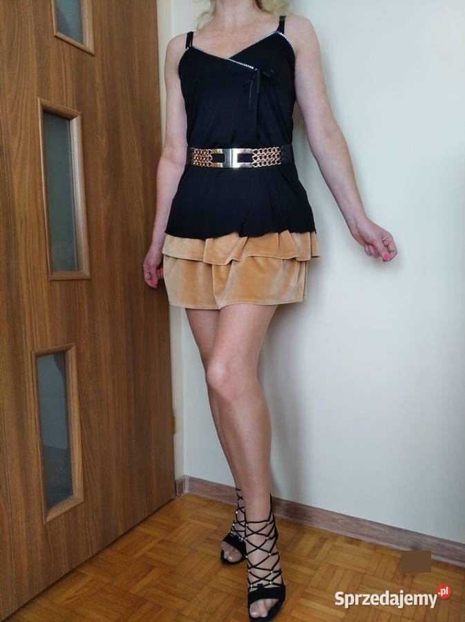 CUDOWNA bluzka tunika czarna kamienie cyrkonie S Rozmiar 40(L) podlaskie Łapy