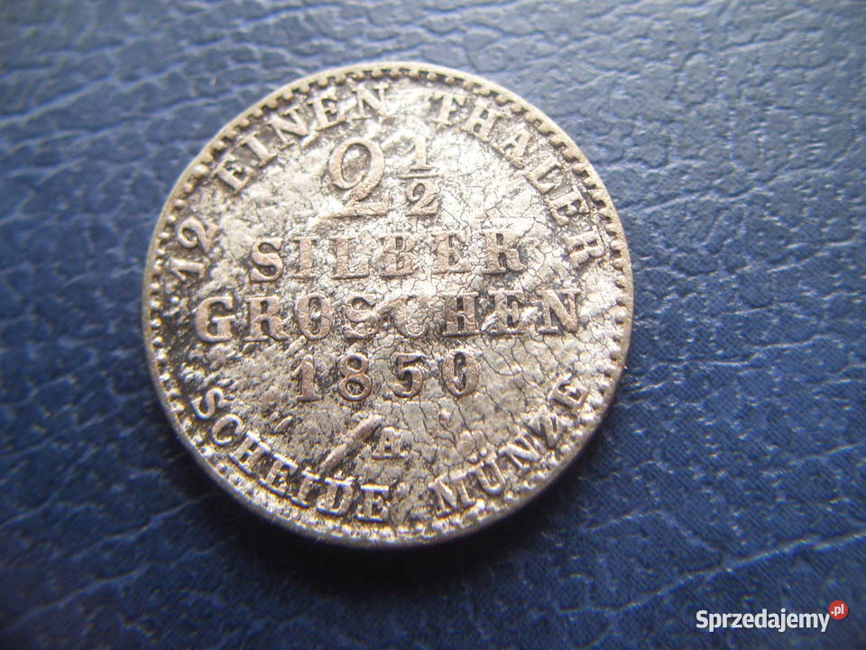 Stare monety 2 1/2  grosza 1850 Prusy Niemcy srebro destrukt