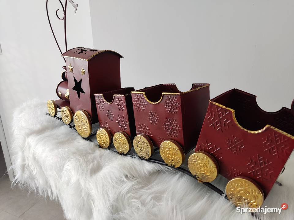 Świąteczny pociąg metalowy czerwony sprzedam