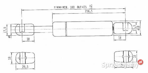Sprężyna gazowa L475 mm 150N Stabilus CA722391