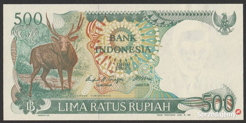 INDONEZJA 500 RUPIAH 1988 JELEŃ STAN UNC Łódź