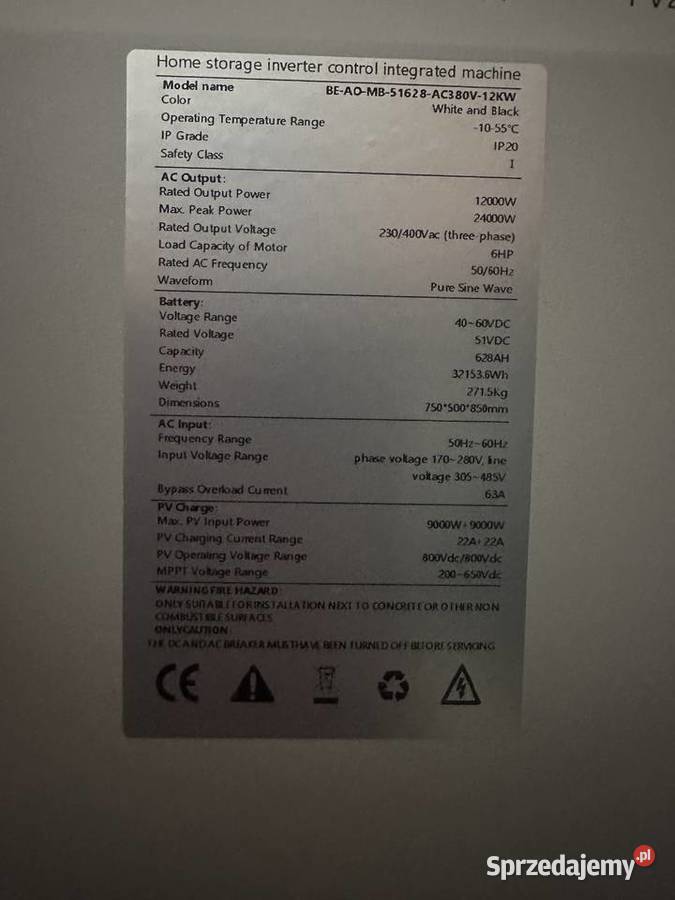 Magazyn energii 32 kWh falownik 12 kW 3fazowy Stargard