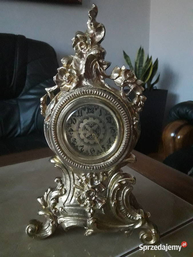 Mosiężny zegar mechaniczny z funkcją budzenia Janów Lubelski