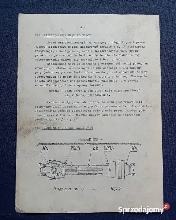 Instrukcja obsługu wału przegubowo teleskopowego wielkopolskie Koźminek