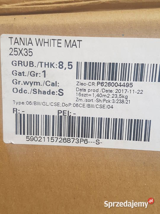 Okazja Płytki Cersanit Tania White Mat 25x35 zachodniopomorskie Koszalin