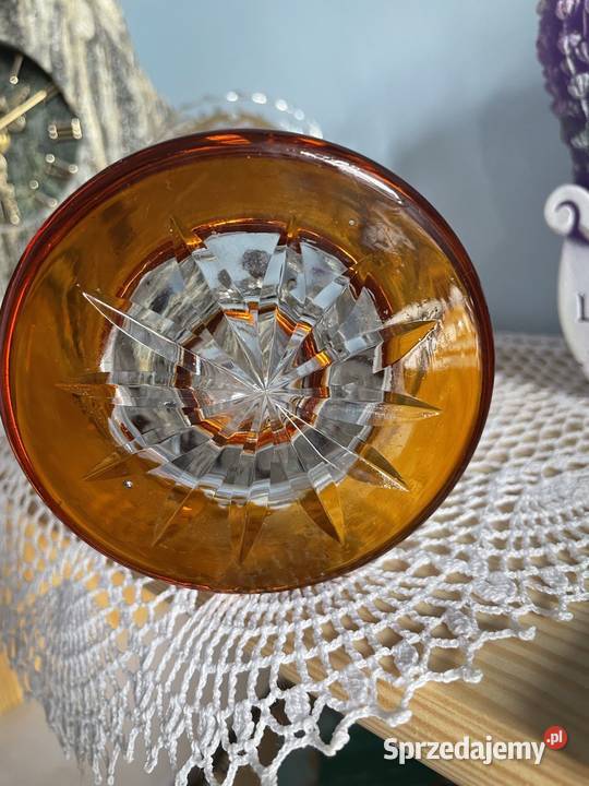 Krysztalowy palony wazonik na stopie huta Julia dolnośląskie Jelenia Góra sprzedam