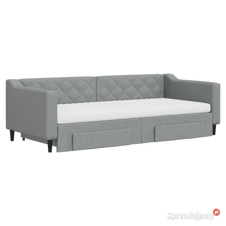Sofa rozsuwana z szufladami jasnoszara tkanina mazowieckie