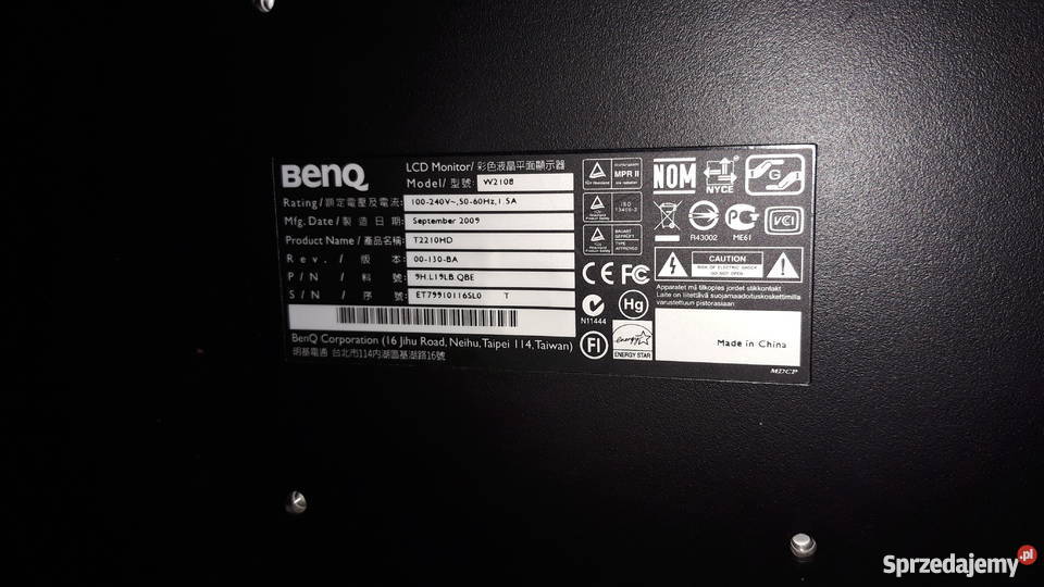 Монитор benq t2210hd не включается