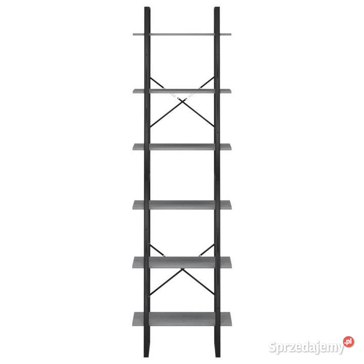 Regał na książki szary 60x30x210 lite drewno Warszawa