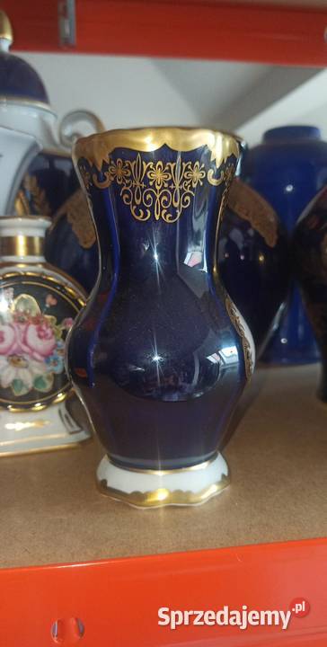 Wazonik kobaltowy Syg Weimar Ze złotym motywem Gdańsk