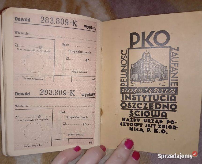 Sprzedam książeczkę oszczędnościową PKO z 1938 małopolskie Bukowno