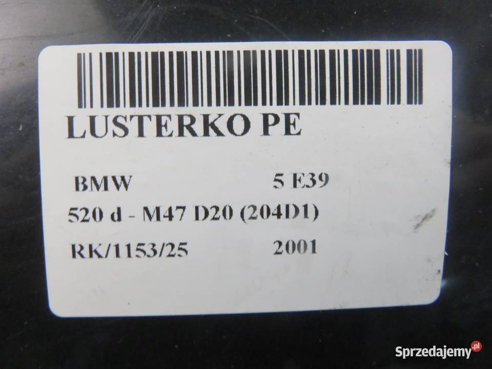 LUSTERKO PRAWE BMW E39 5 PIN 3039 osobowe