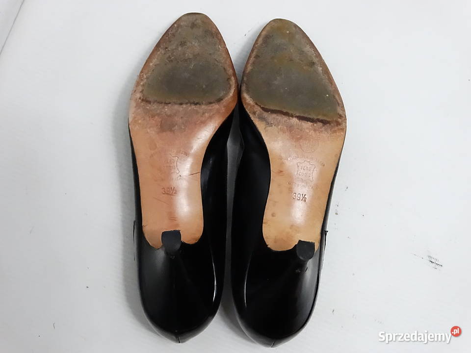 Czółenka Skórzane Vintage Colbar Czarne Szpilki 25.5cm Biłgoraj