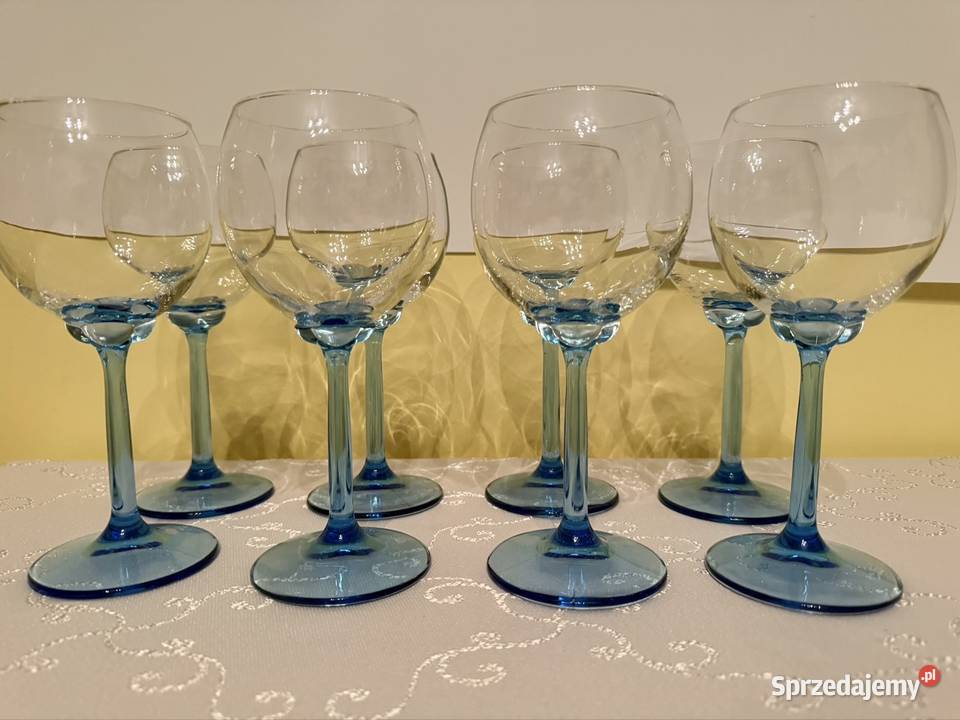 Kieliszki Pucharki Retro Art Deco 300ml Zestaw 8 niebieski Kieliszki i pucharki śląskie Czerwionka-Leszczyny