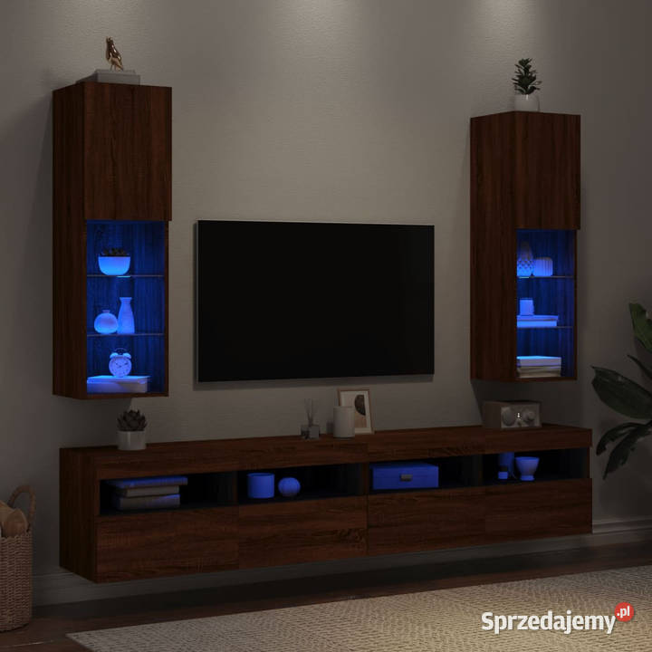 Szafki TV z LED 2 brązowy dąb 305x30x102 Warszawa