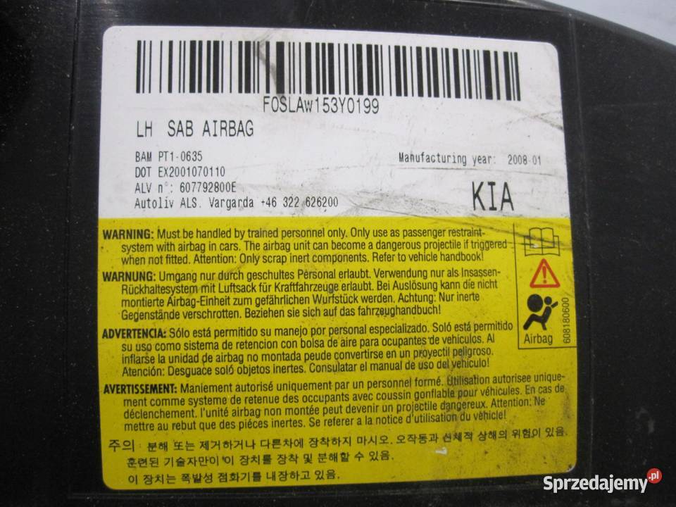KIA PRO CEED I 09r AIRBAG poduszka fotela lewa osobowe