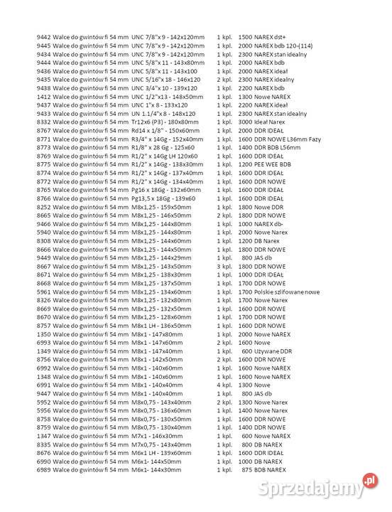 Walce do walcowania gwintów walcarki UPWS8 Kłobuck
