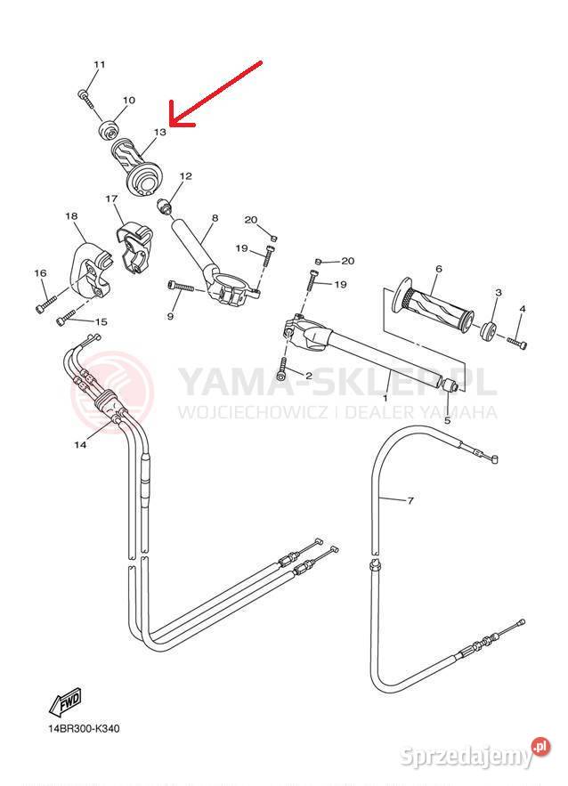 Chwyt lewej kierownicy Yamaha R1 4C82624000 Kielce sprzedam