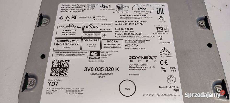 SKODA KAROQ CZYTNIK NAWIGACJI 3V0035820K Nawigacje fabryczne