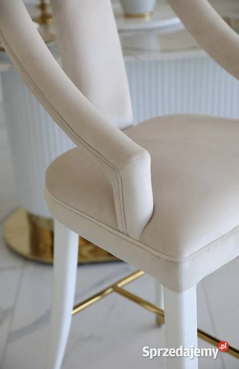 Nowoczesny hoker beżowy tapicerowany do jadalni