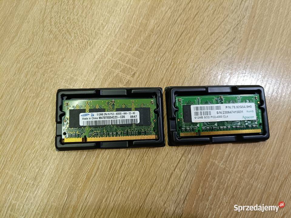 Pamięć RAM DDR2 2x512MB laptop Pojemność 1GB Pruszków