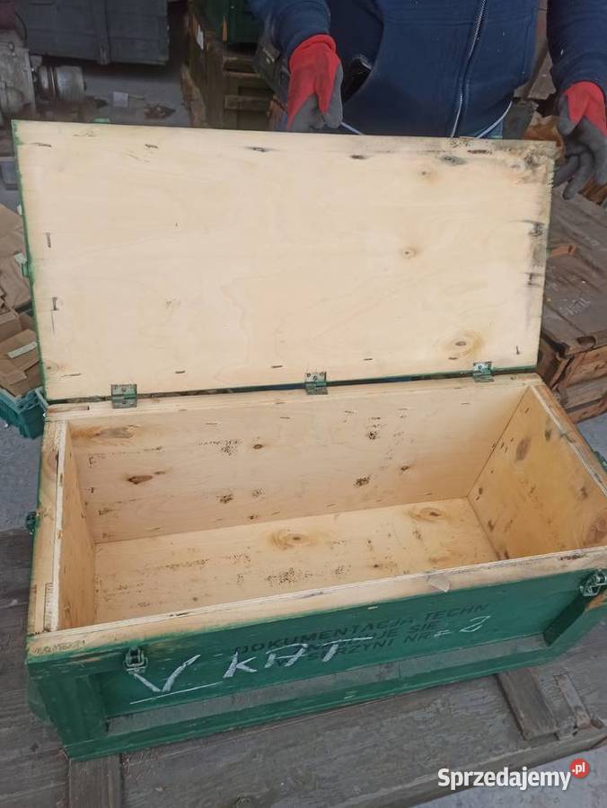Skrzynia drewniana zielona wojskowa 78x 34 x 36