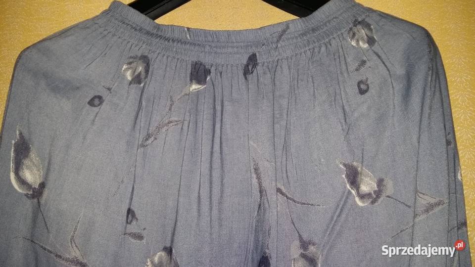 Spódniczka midi niebieskoszara w listki M Rozmiar 38(M) Łódź