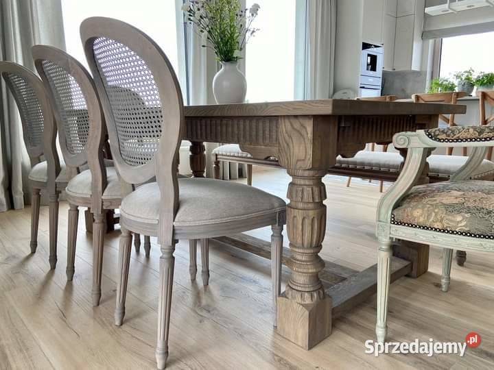 Piękny stół z litego drewna dębowego nogi 100cm