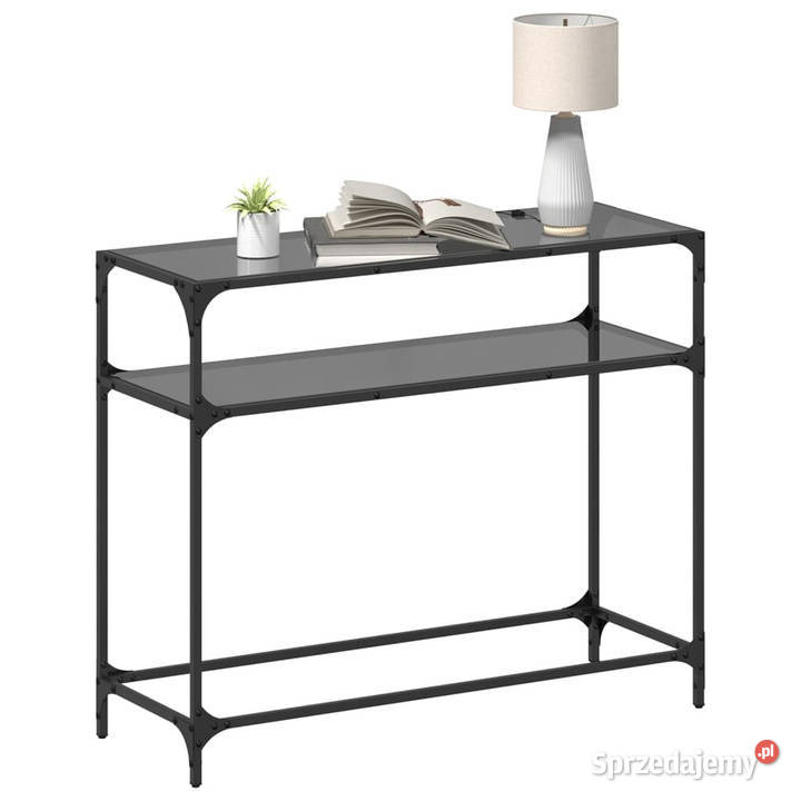 Stolik kawowy z czarnym szklanym blatem 98x35x81 Warszawa