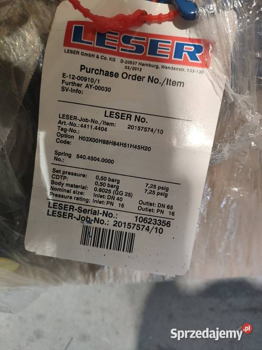 Zawór bezpieczeństwa LESER Dn 40 dolnośląskie Wołów