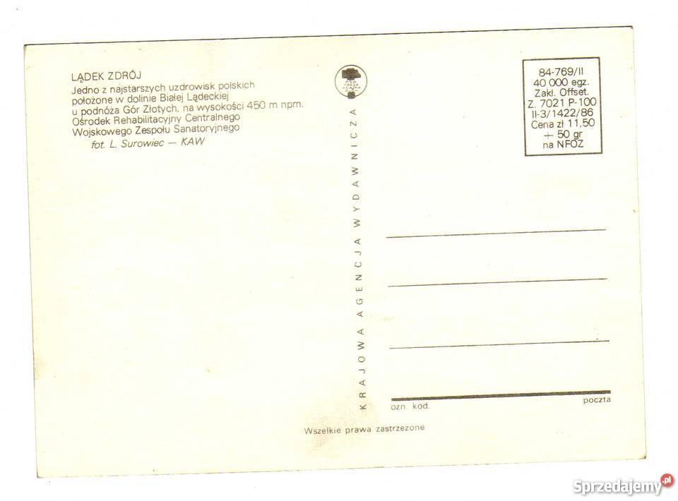 LĄDEK ZDRÓJ OŚRODEK REHABILITACYJNY POCZTÓWKA świętokrzyskie Krynki sprzedam