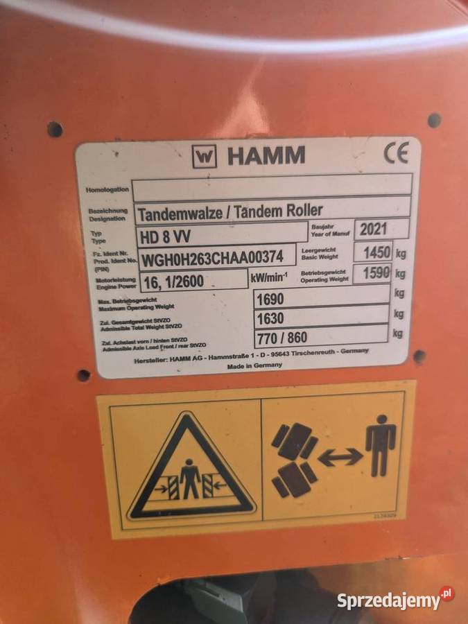 Walec Drogowy hamm HD8 vv nie Łagów