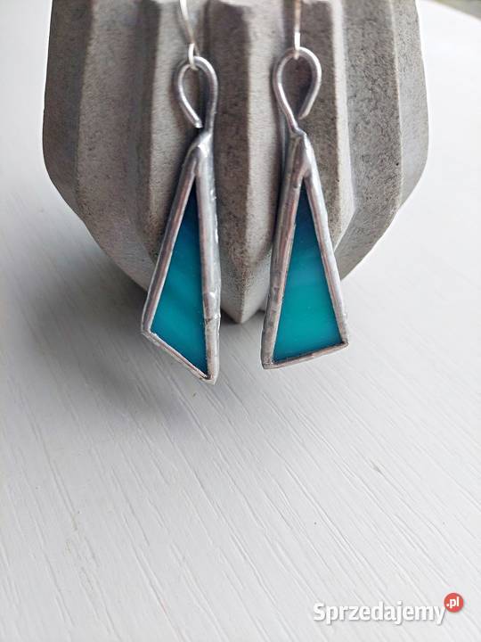 kolczyki turkus szkło witrażowe