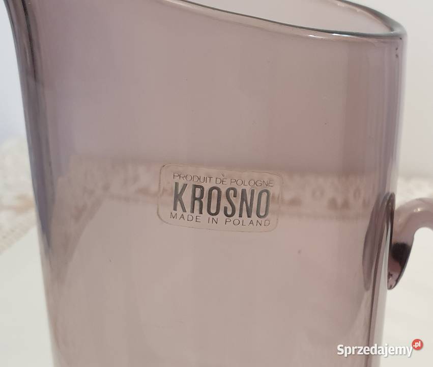 Dzbanek z uchem KROSNO z kolorowego szkła Porcelana i szkło mazowieckie sprzedam