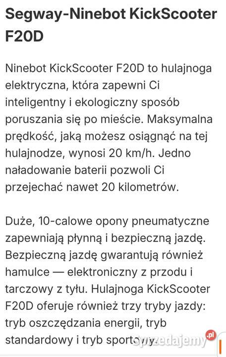 Hulajnoga elektryczna okazyjnie sprzedam Pojazdy elektryczne Piła