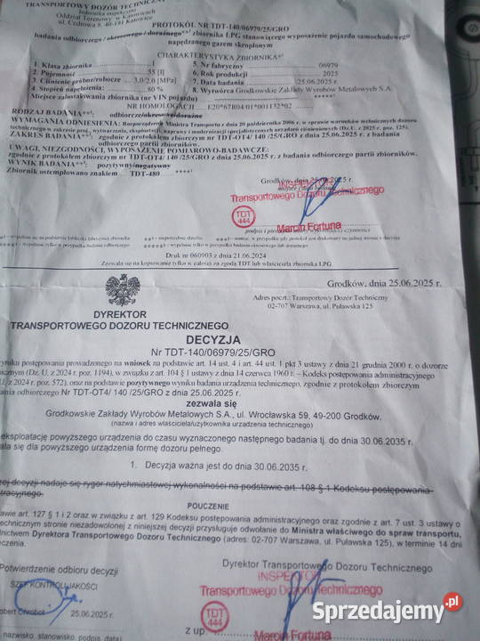 Zbiornik LPG 55 l z zaworem 2031 Pozostałe Szczekociny sprzedam