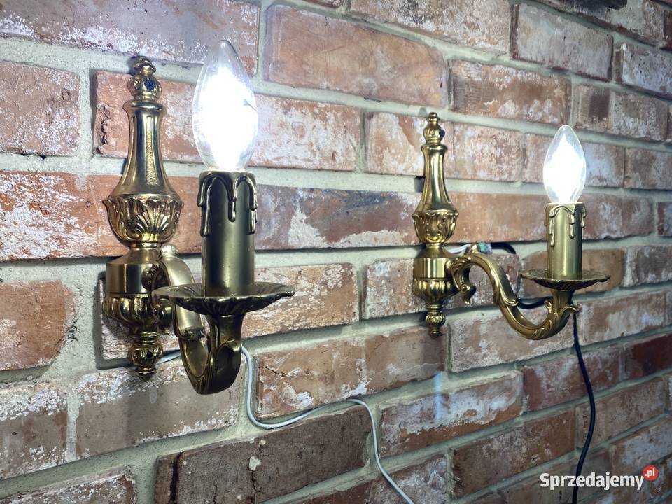 Para Francuskich kinkietów 3 mosiądz Antyk Poznań