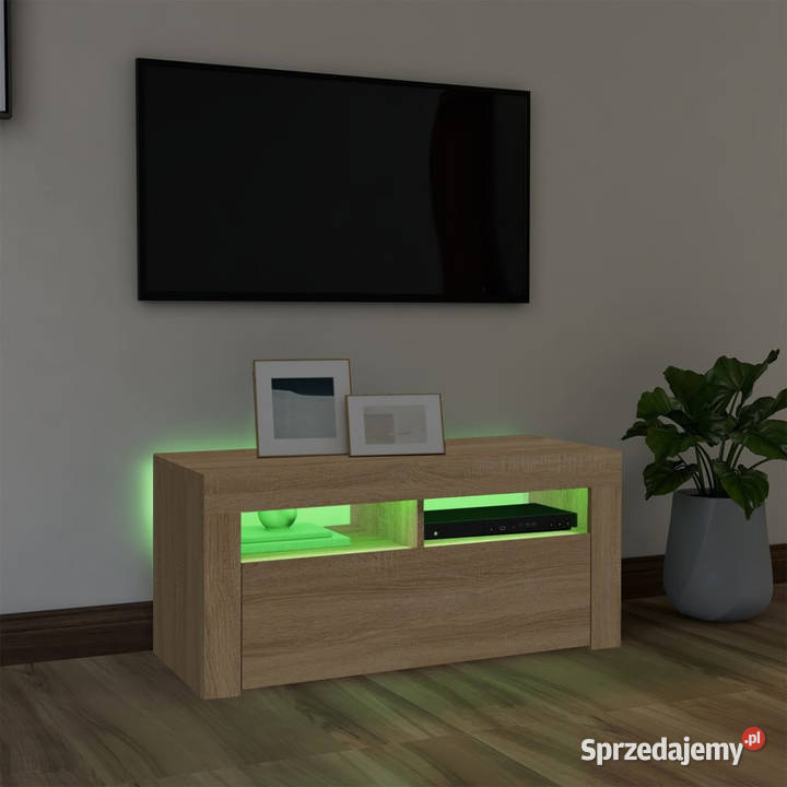 Szafka TV z oświetleniem LED dąb sonoma 90x35x40 Warszawa