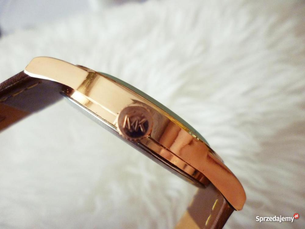 ZŁOTY ZEGAREK MICHAEL KORS NA SKÓRZANYM PASKU łódzkie sprzedam