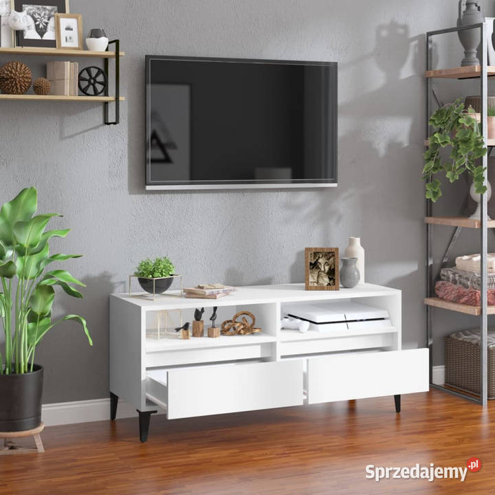Szafka pod TV biała 100x345x445 materiał