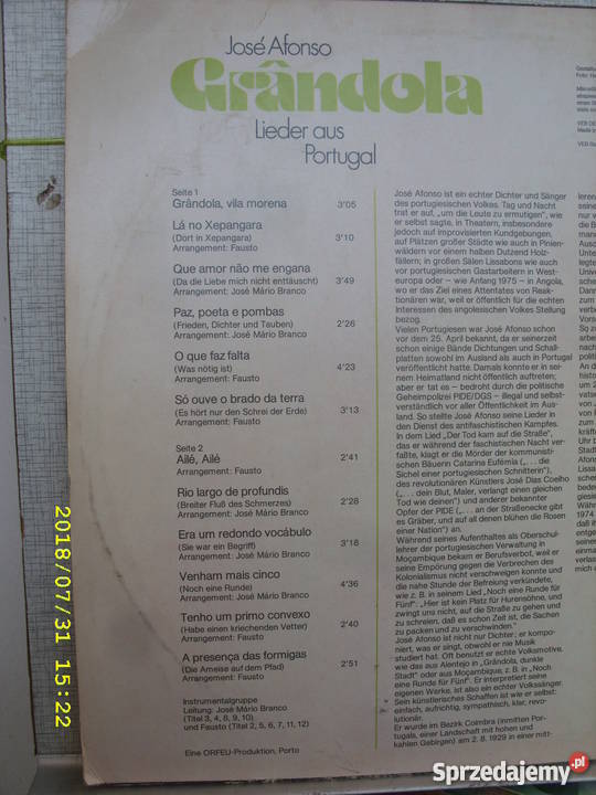Folk LP JOSE AFONSOGRANDOLA Wołów