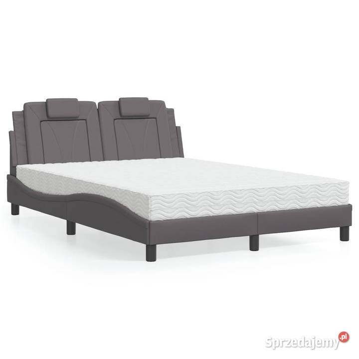 Łóżko z materacem szare sztuczna skóra 120x200 mazowieckie