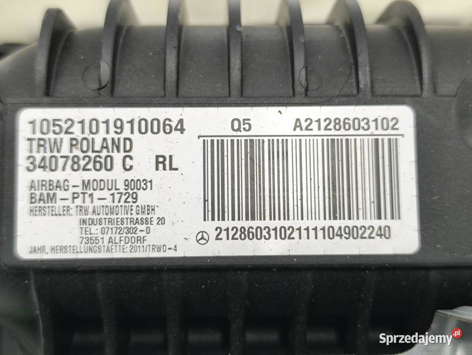 PODUSZKA AIR BAG PASAŻERA MERCEDES ECLASA W212