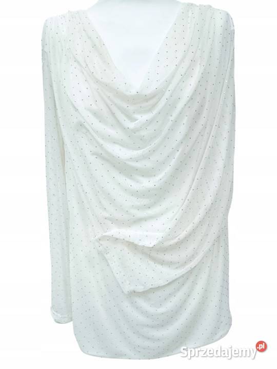 BLUZKA IMPREZOWA z cekinami elastyczna uni biust biały