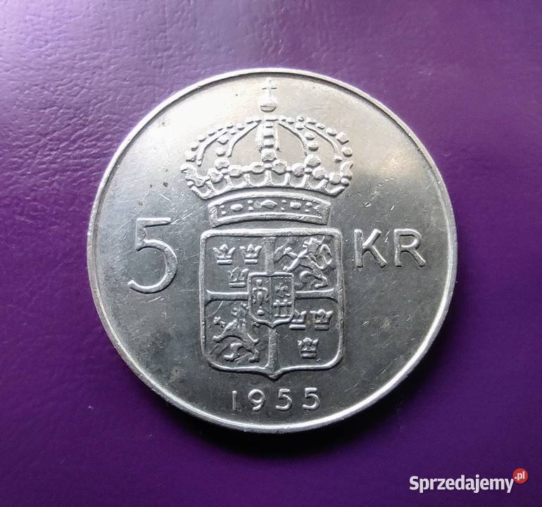 Moneta 5 KORON 1955 TS SZWECJA Srebro Piękna Pruszków