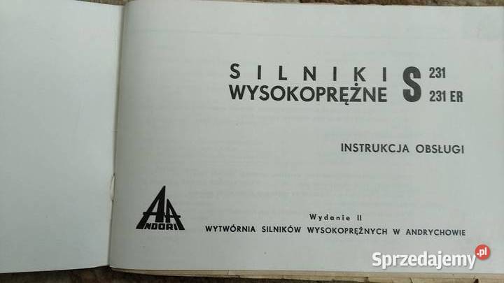 Instrukcja obsługi silniki ANDORIA S231 S231ER Lublin