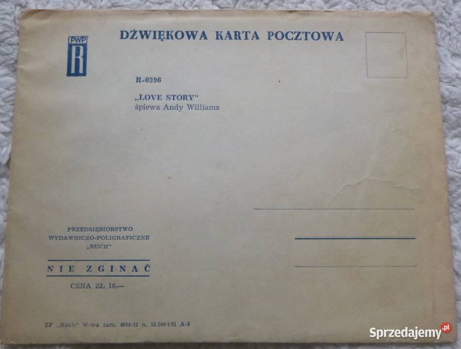 Płyta pocztówka dźwiękowa piosenka z filmu Love Warszawa sprzedam