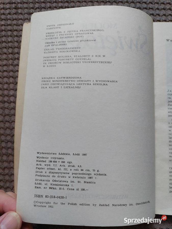 lektura Świętoszek Molier małopolskie Kraków