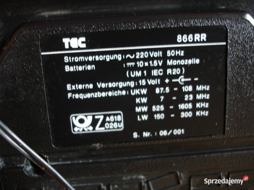 Radiomagnetofon TEC 866 RR Zielona Góra