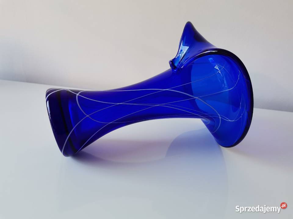 Stary niebieski wazon Kalia w oplocie szkło sprzedam